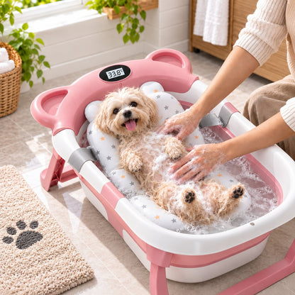 Collapsible Pet Bathtub – Built-In Thermometer