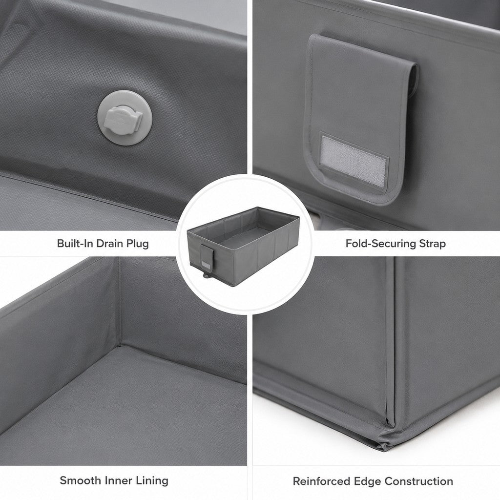 Collapsible Pet Bathtub – Drain Plug, Folds Flat