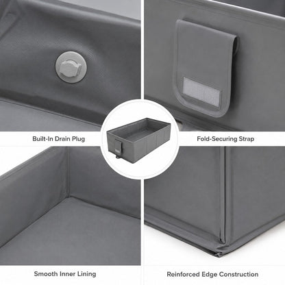Collapsible Pet Bathtub – Drain Plug, Folds Flat