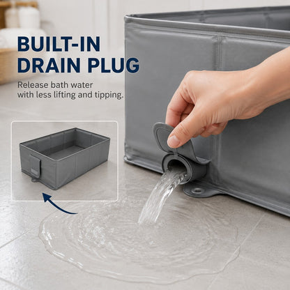 Collapsible Pet Bathtub – Drain Plug, Folds Flat