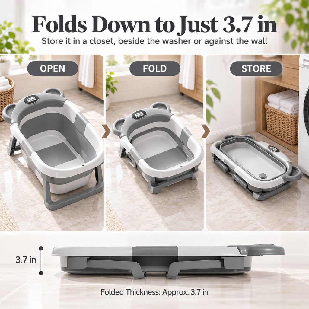 Collapsible Pet Bathtub – Built-In Thermometer