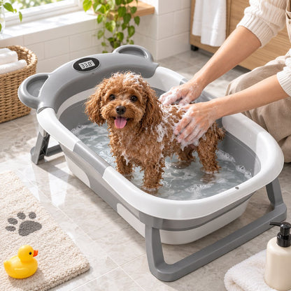 Collapsible Pet Bathtub – Built-In Thermometer