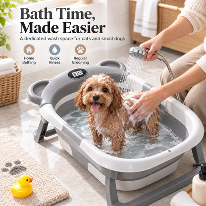 Collapsible Pet Bathtub – Built-In Thermometer