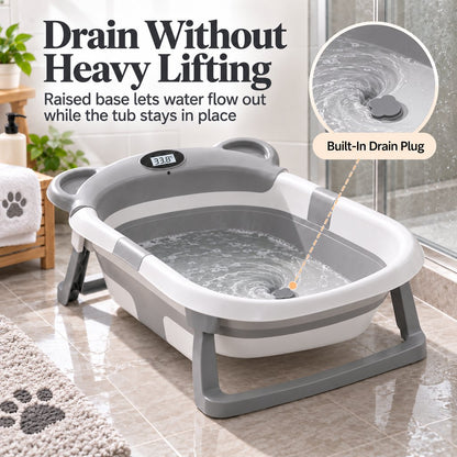 Collapsible Pet Bathtub – Built-In Thermometer