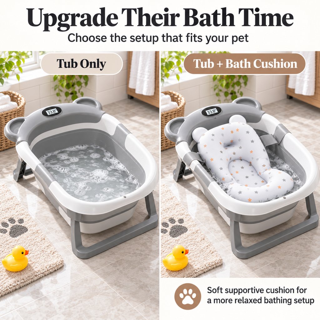 Collapsible Pet Bathtub – Built-In Thermometer
