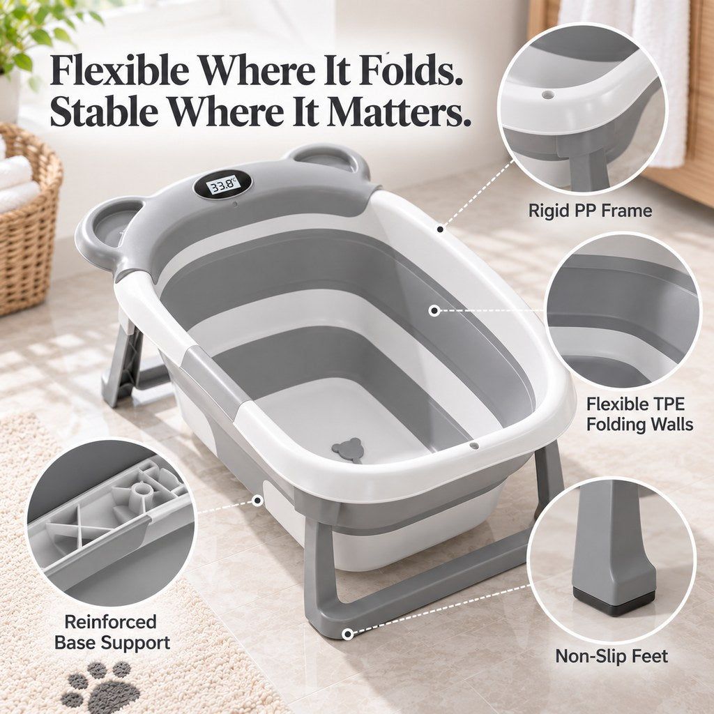 Collapsible Pet Bathtub – Built-In Thermometer