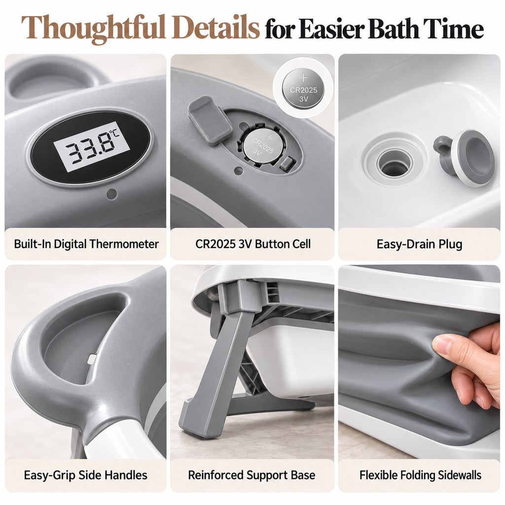 Collapsible Pet Bathtub – Built-In Thermometer