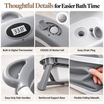 Collapsible Pet Bathtub – Built-In Thermometer