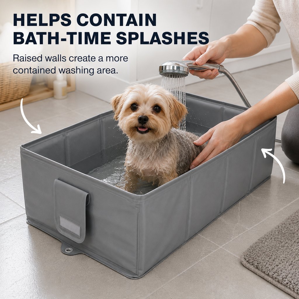 Collapsible Pet Bathtub – Drain Plug, Folds Flat