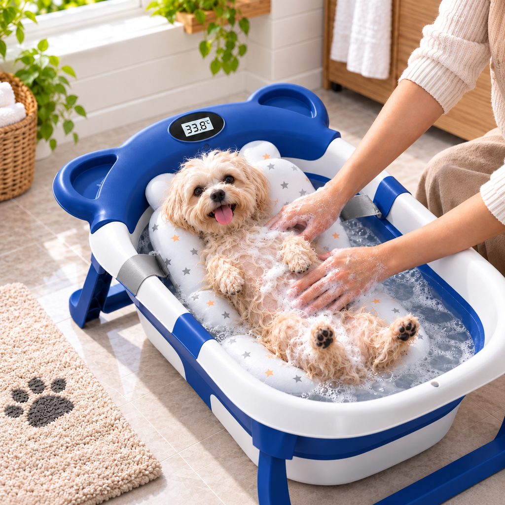 Collapsible Pet Bathtub – Built-In Thermometer