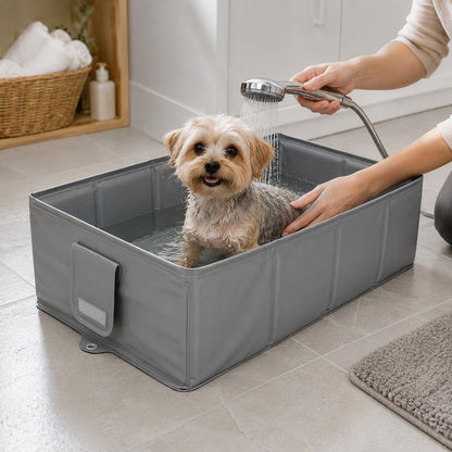 Collapsible Pet Bathtub – Drain Plug, Folds Flat