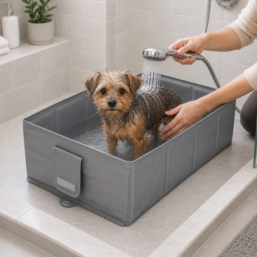 Collapsible Pet Bathtub – Drain Plug, Folds Flat