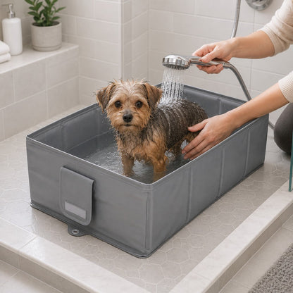 Collapsible Pet Bathtub – Drain Plug, Folds Flat
