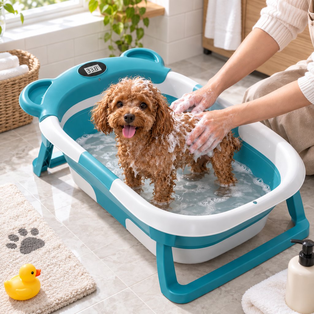 Collapsible Pet Bathtub – Built-In Thermometer
