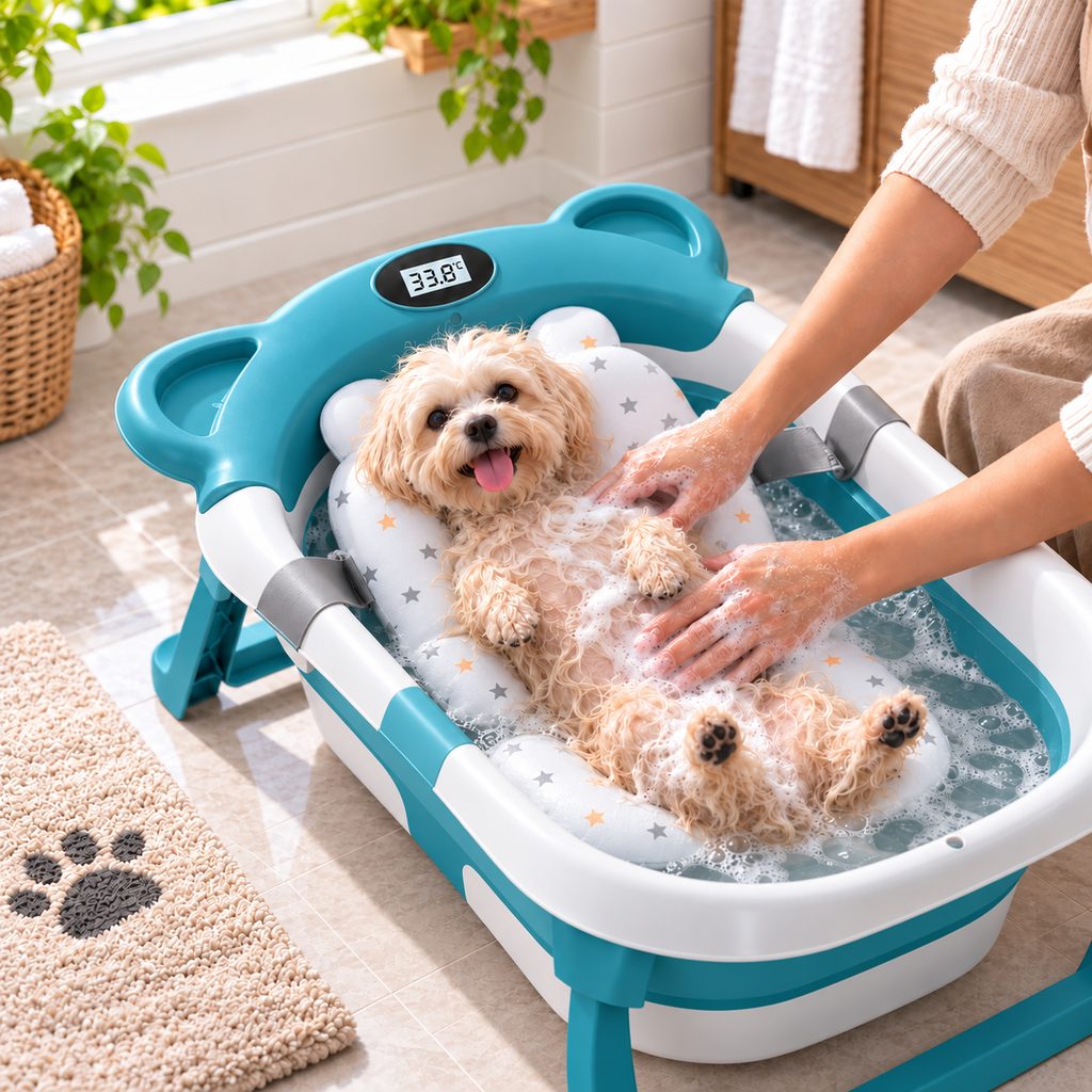 Collapsible Pet Bathtub – Built-In Thermometer