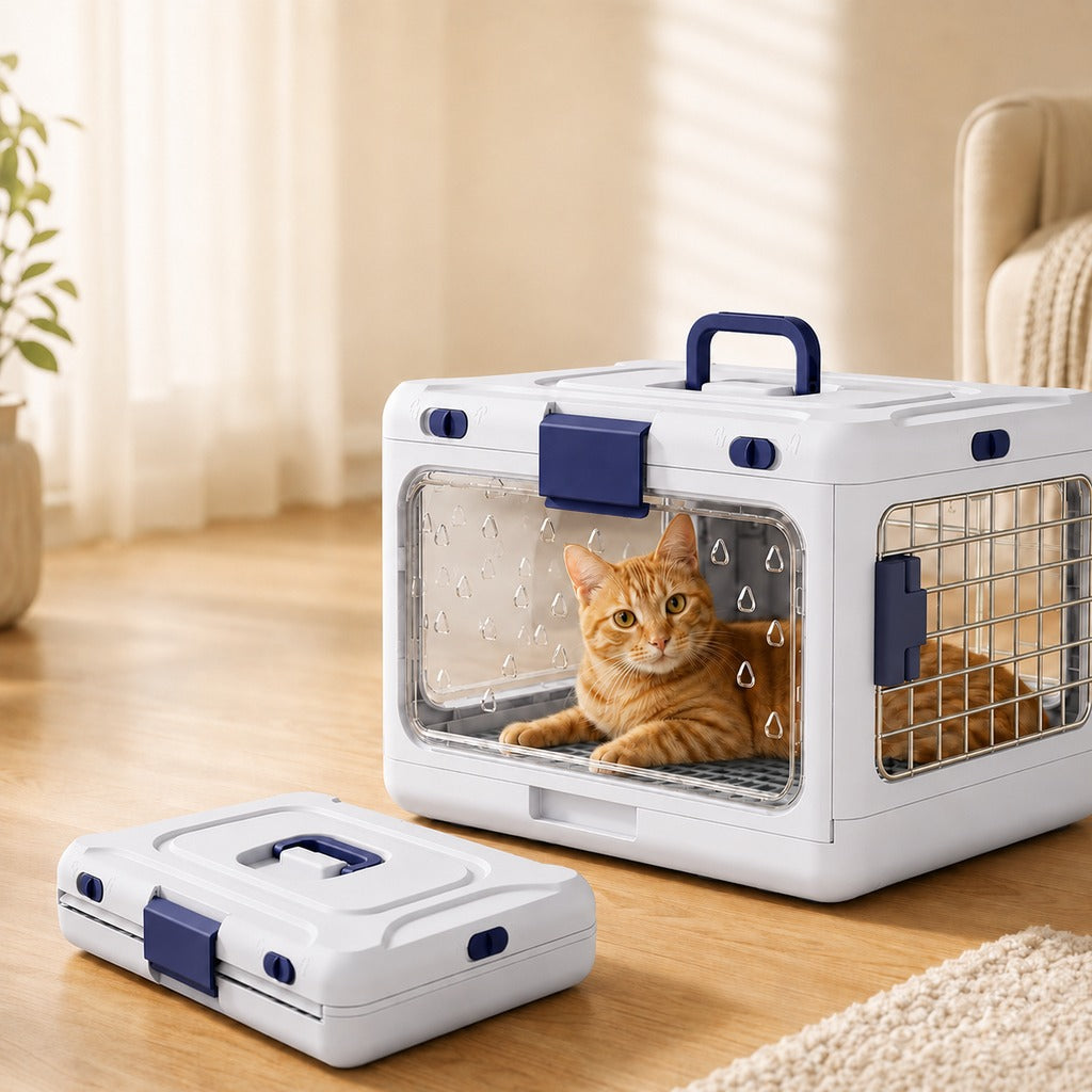 Collapsible Pet Travel Carrier – Folds Flat, Saves Space