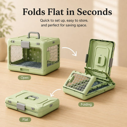 Collapsible Pet Travel Carrier – Folds Flat, Saves Space