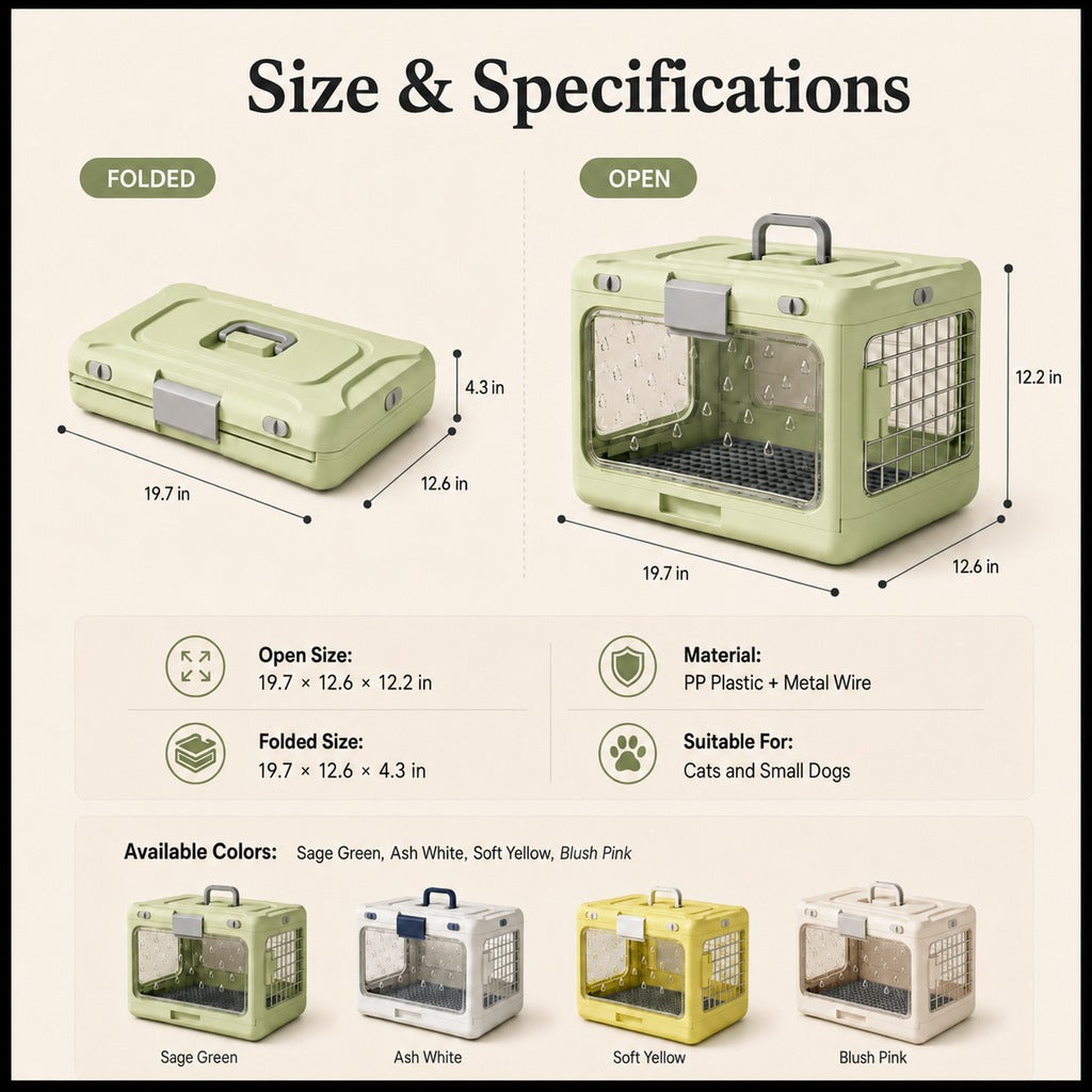 Collapsible Pet Travel Carrier – Folds Flat, Saves Space