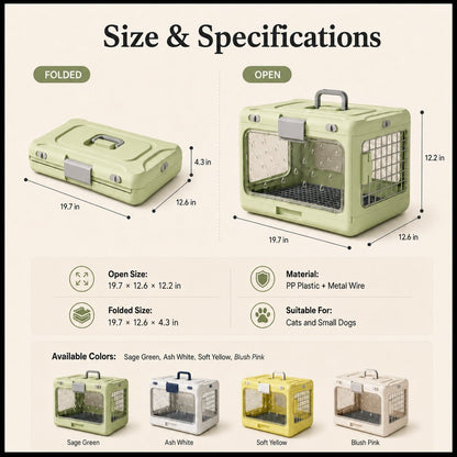 Collapsible Pet Travel Carrier – Folds Flat, Saves Space