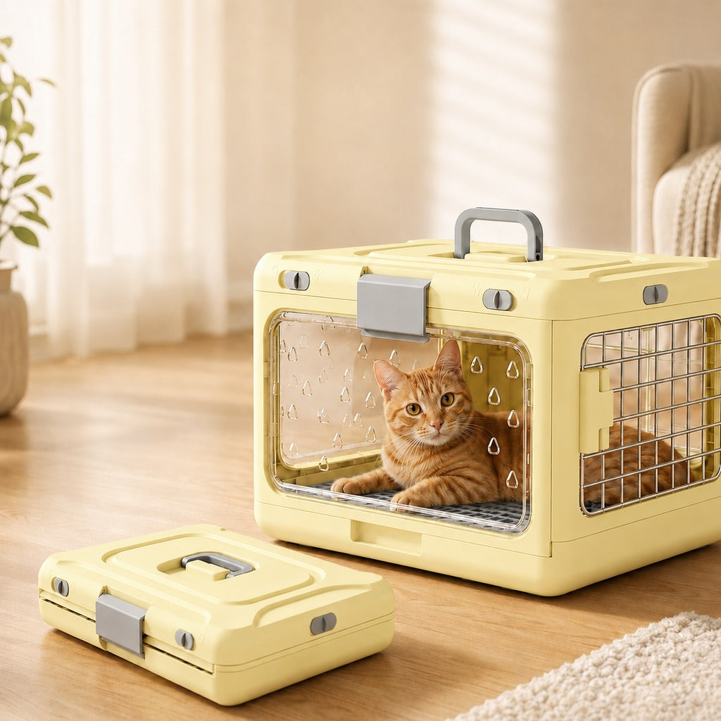 Collapsible Pet Travel Carrier – Folds Flat, Saves Space