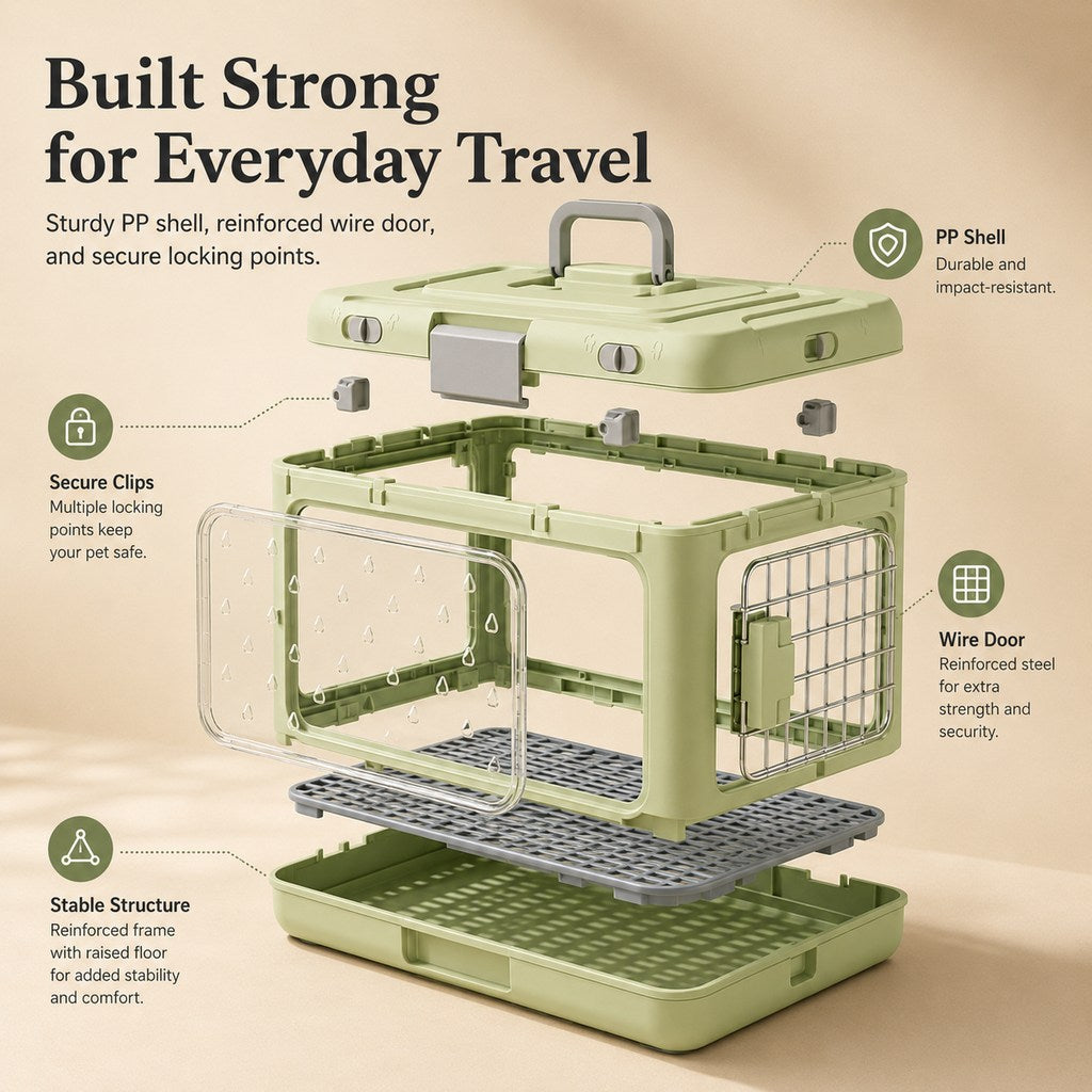 Collapsible Pet Travel Carrier – Folds Flat, Saves Space