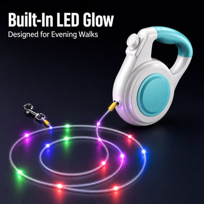 Light-Up Retractable Dog Leash – Rechargeable & Visible