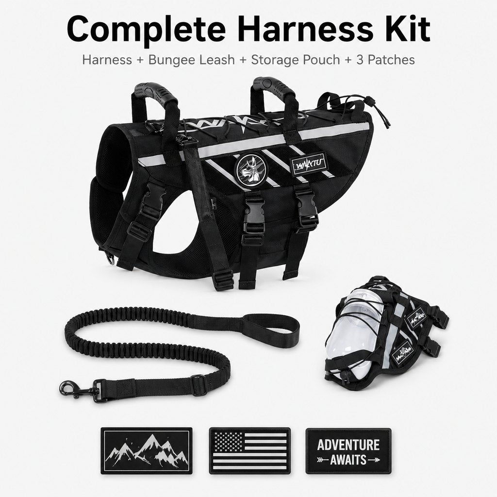 Outdoor Dog Harness & Bungee Leash Set – Hike Ready
