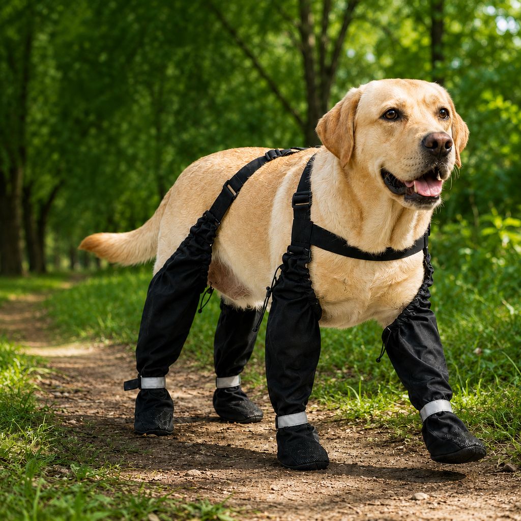 4-in-1 Connected Dog Rain Boots – Mud-Free Legs