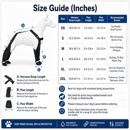 4-in-1 Connected Dog Rain Boots – Mud-Free Legs