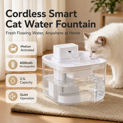 Cordless Motion Sensor Cat Fountain – Fresh Water Anywhere