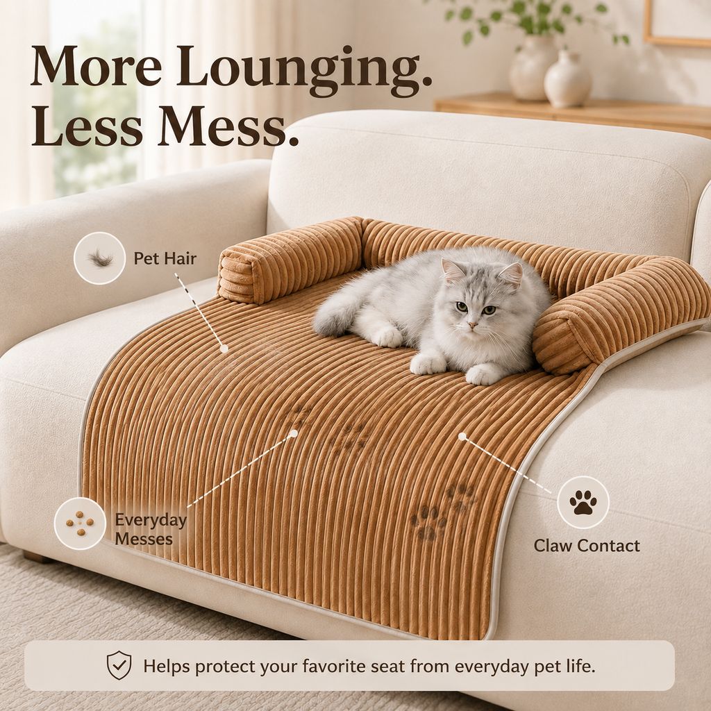Corduroy Pet Couch Cover – Non-Slip Sofa Protector