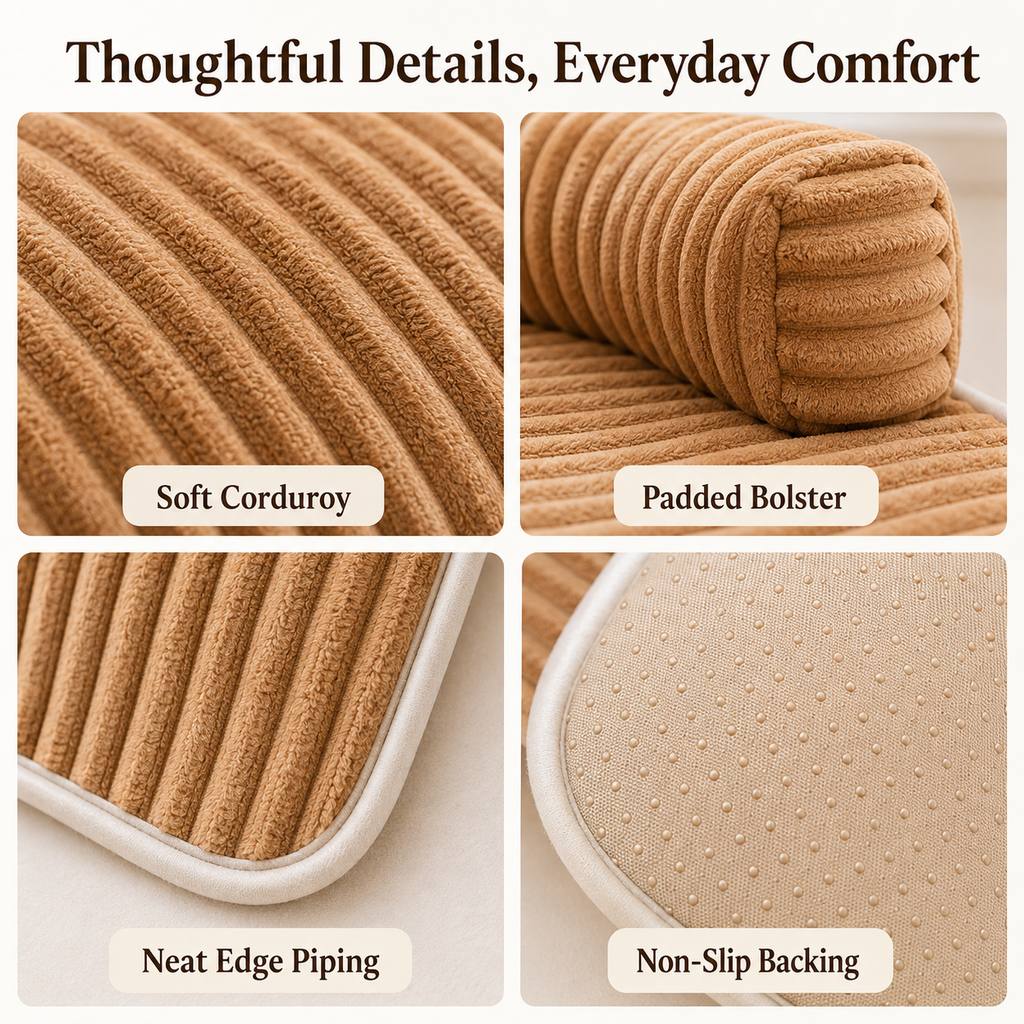 Corduroy Pet Couch Cover – Non-Slip Sofa Protector