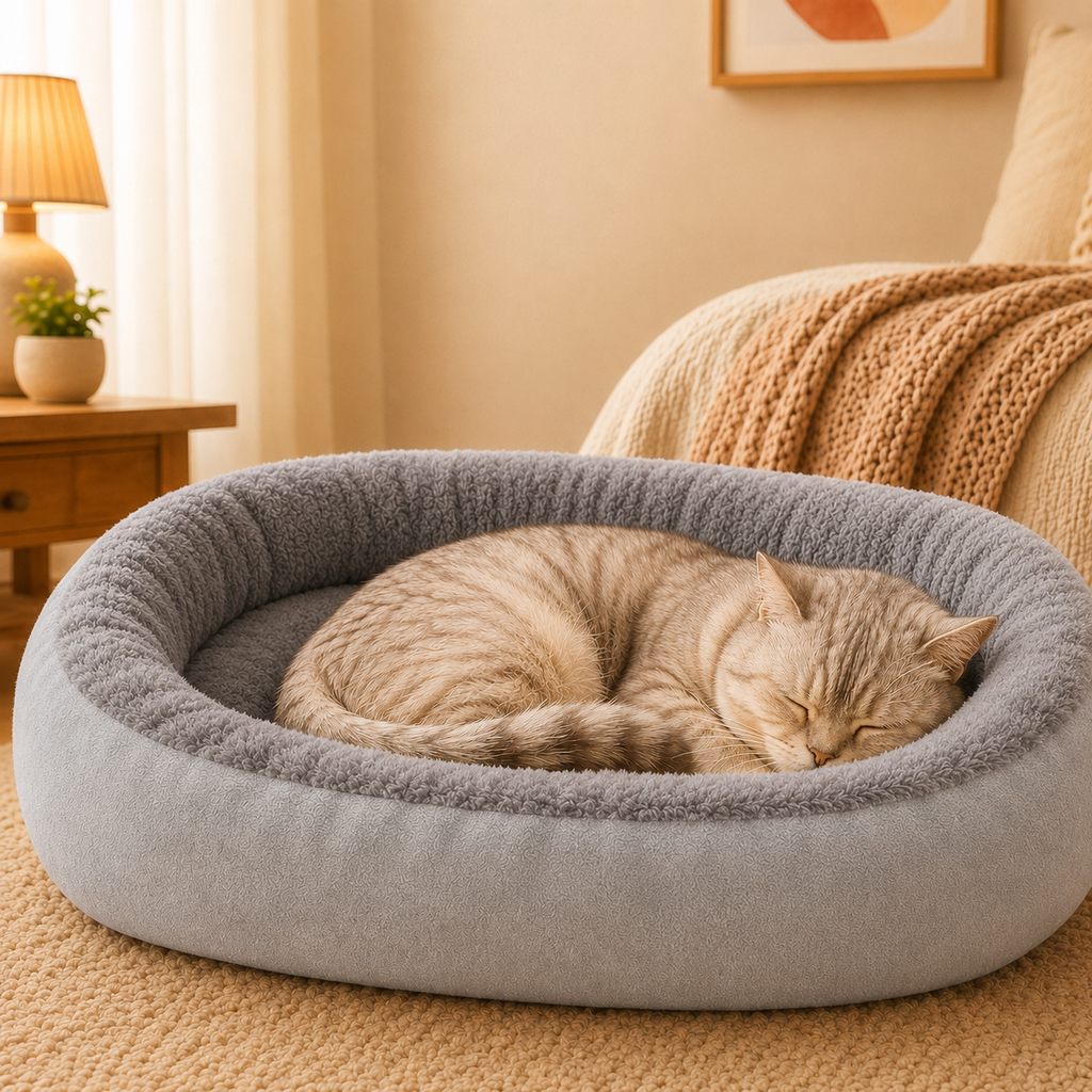 Oval Bolster Pet Bed – Fleece or All-Season
