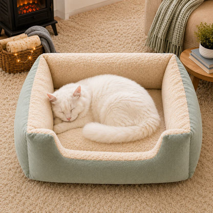 Plush Bolster Pet Bed – Easy Step-In Entry
