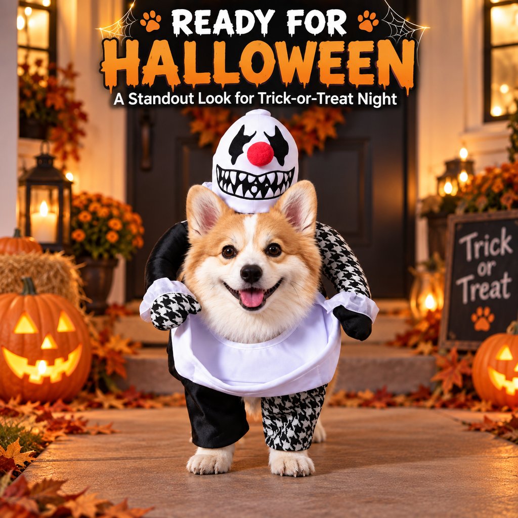 Creepy Clown Dog Costume – 3D Walking Look