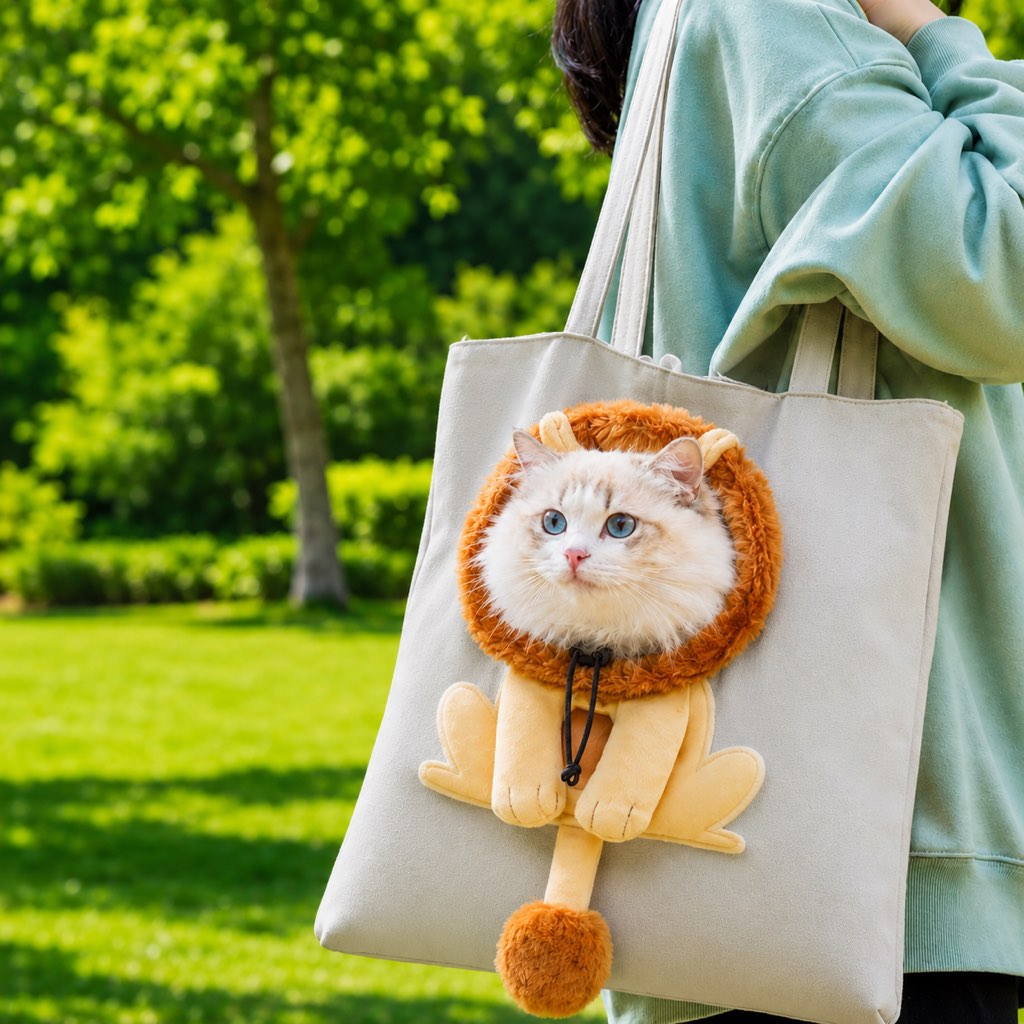 Head-Out Canvas Cat Carrier Tote – Light & Cute