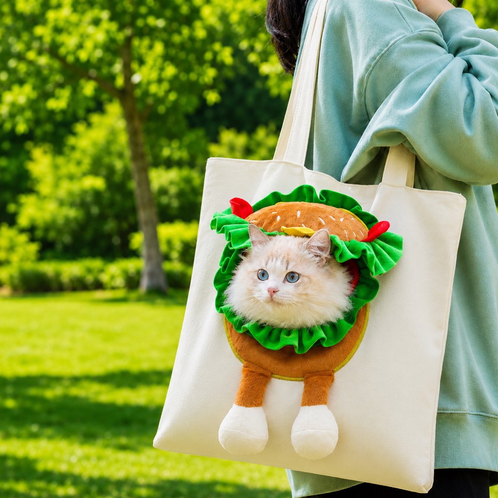 Head-Out Canvas Cat Carrier Tote – Light & Cute