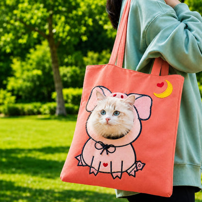 Head-Out Canvas Cat Carrier Tote – Light & Cute