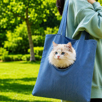 Head-Out Canvas Cat Carrier Tote – Light & Cute