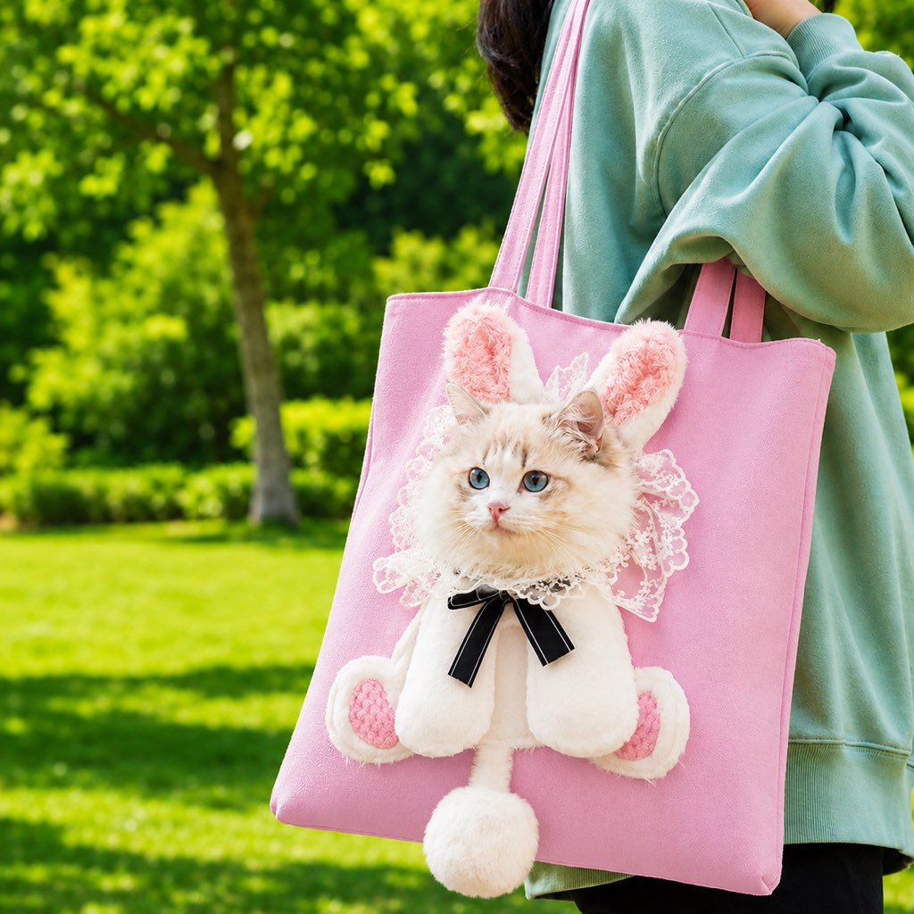 Head-Out Canvas Cat Carrier Tote – Light & Cute