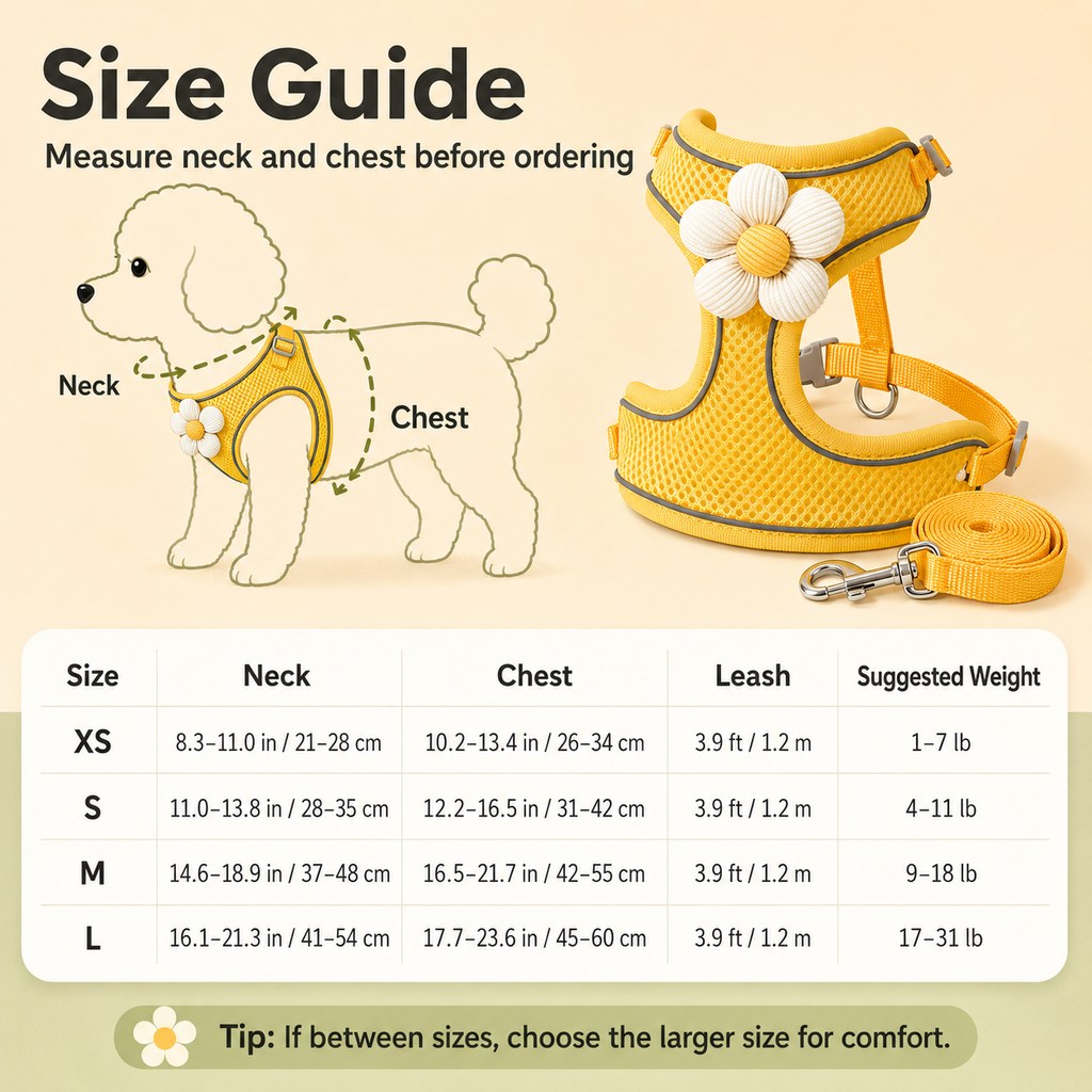 Daisy Pet Harness & Leash Set – Breathable Daily Comfort