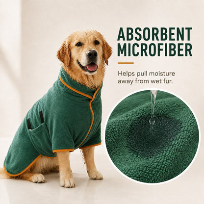Quick-Dry Microfiber Dog Bathrobe – Less Wet-Dog Mess