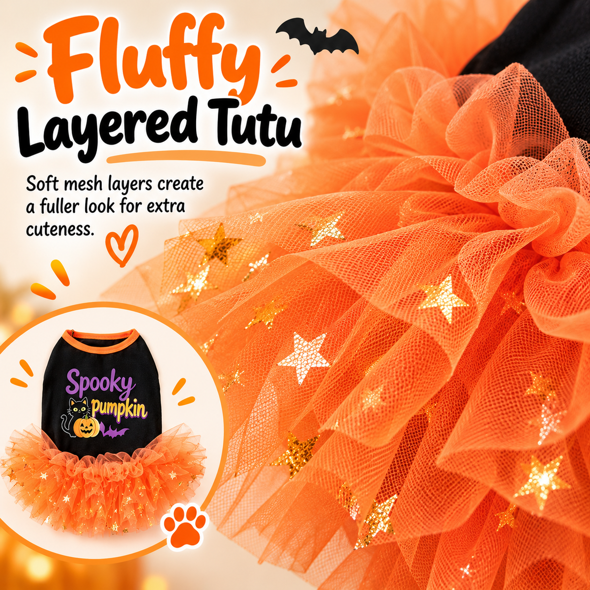 Halloween Dog Tutu Dress – Soft & Lightweight