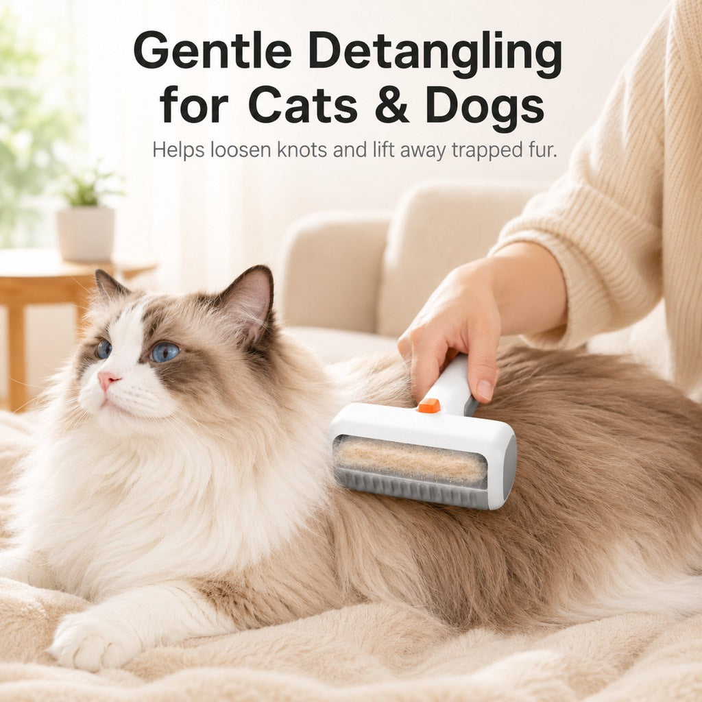 Self-Cleaning Dematting Brush – Removes Tangles & Loose Fur