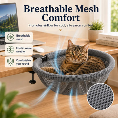 Clamp-On Desk Cat Hammock – Space-Saving Bed