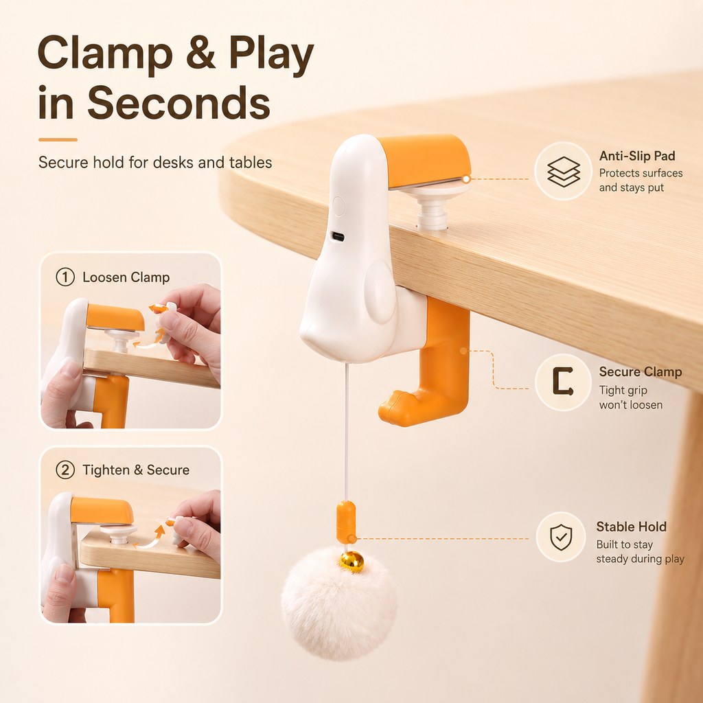 Automatic Desk Cat Teaser – Keeps Cats Busy