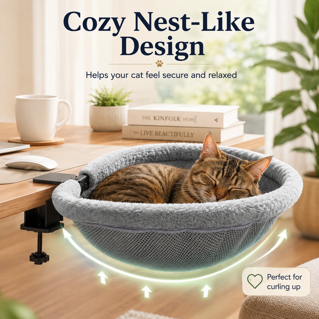 Clamp-On Desk Cat Hammock – Space-Saving Bed