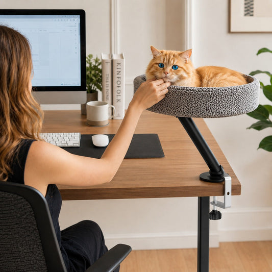 Desk-Mounted Cat Bed Perch – Lounge Beside You