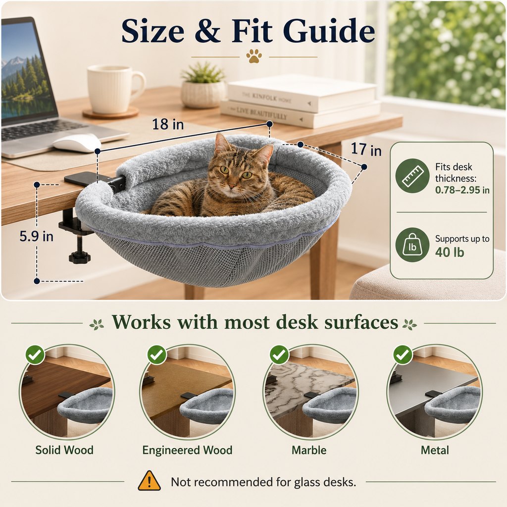 Clamp-On Desk Cat Hammock – Space-Saving Bed