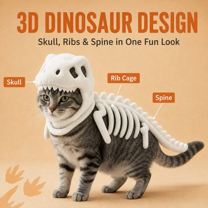 Dinosaur Skeleton Pet Costume – Plush Face-Open